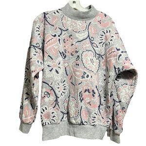 Vintage Mock turtleneck Floral Paisley Sweatshirt